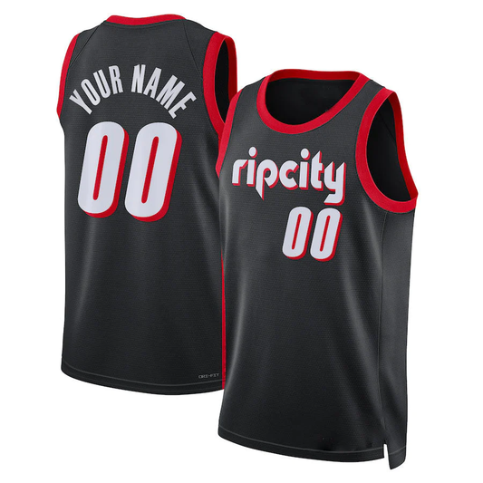 Men's Portland Trail Blazers Black 2021/22 Swingman Custom Jersey1 - City Edition