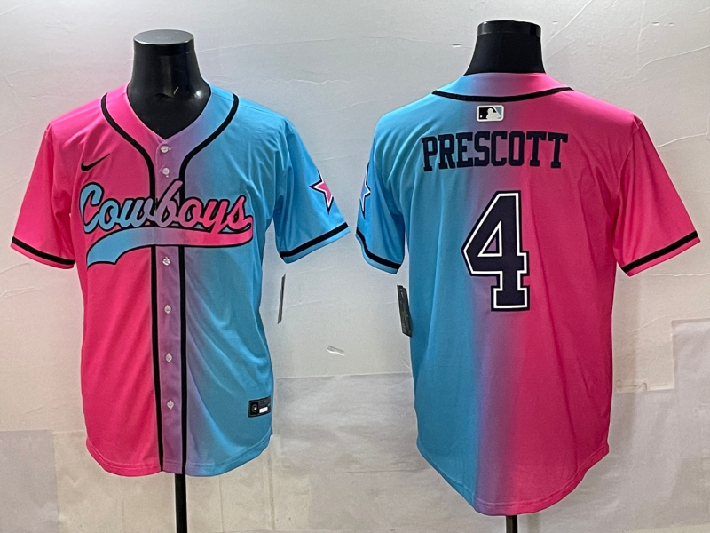Dak Prescott #4 Dallas Cowboys Pink Blue Game Jersey - JerseysFreak