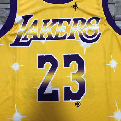 Men's Los Angeles Lakers LeBron James Yellow Hardwood Classics Swingman Jersey1