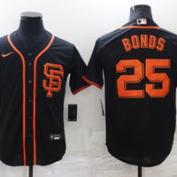Men's San Francisco Giants Barry Bonds #25 Black Replica Baseball Jersey1