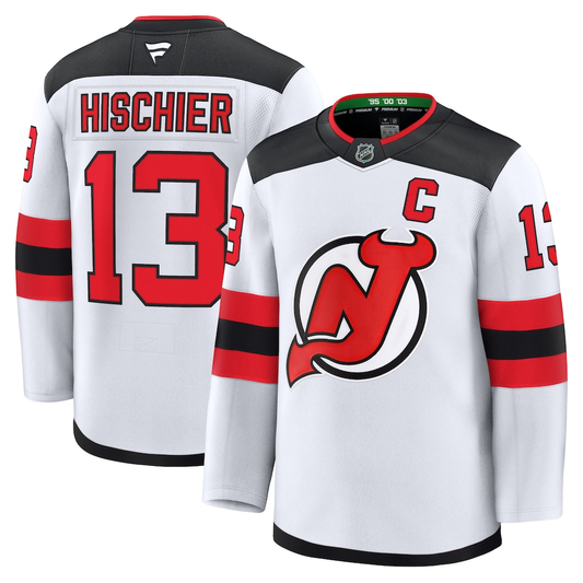 Men's New Jersey Devils Nico Hischier #13 Fanatics White Away Premium Jersey
