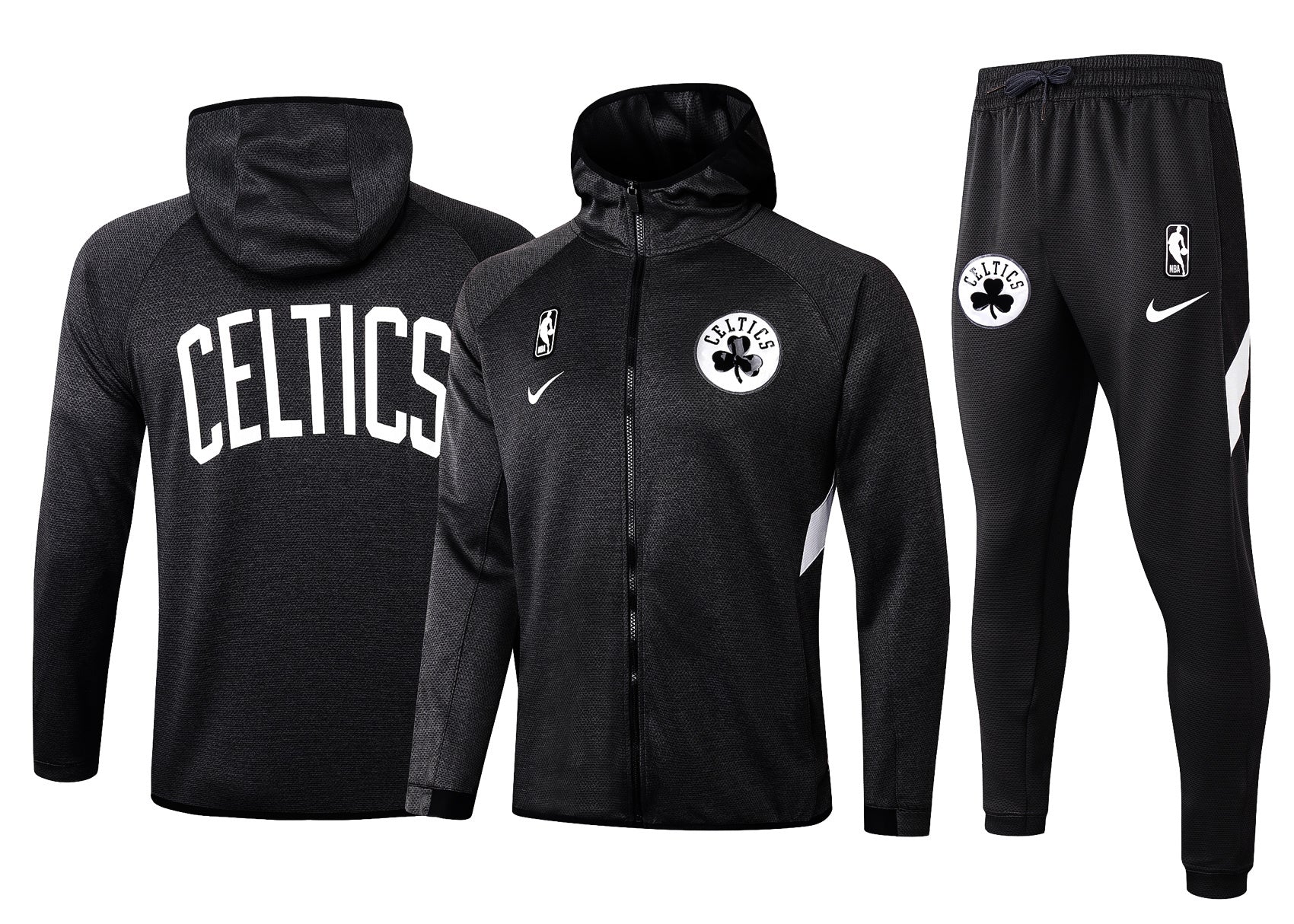 Men's Boston Celtics Black 2019/20 Showtime Full-Zip Therma Flex Performance Hoodie