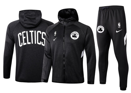 Men's Boston Celtics Black 2019/20 Showtime Full-Zip Therma Flex Performance Hoodie