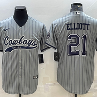 Men's Dallas Cowboys Ezekiel Elliott #21 Gray Game Player Jersey1 Joint Edition