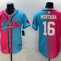 Men's San Francisco 49ers Joe Montana #16 Pink/Blue Game Jersey
