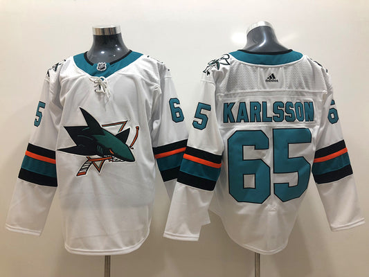 Men's San Jose Sharks Erik Karlsson #65 White Breakaway Player Jersey1