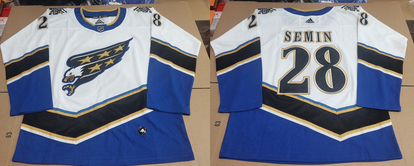 Men's Washington Capitals Alexander Semin #28 White Blue Game Jersey1