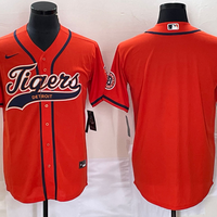 Men's Detroit Tigers Orange Blank Replica Jersey1 Joint Edition