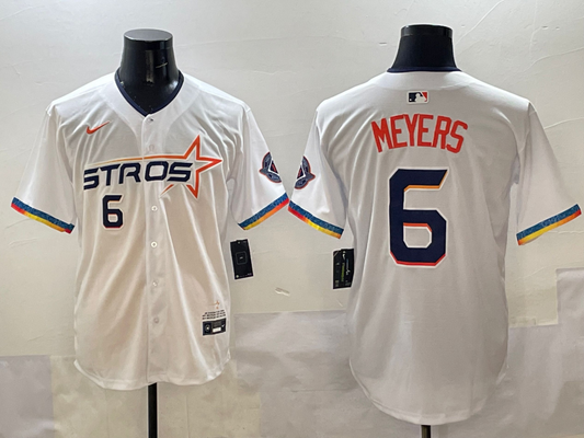 Men's Houston Astros Jake Meyers #6 White 2025 City Connect Limited Player Jersey1
