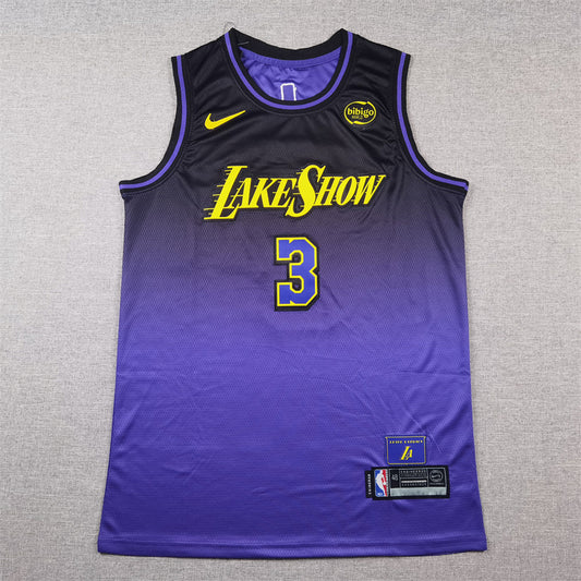 Men's Los Angeles Lakers Anthony Davis #3 Purple 2024/25 Swingman Jersey1 - City Edition