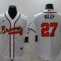 Men's Atlanta Braves Austin Riley #27 White Replica Game Jersey1