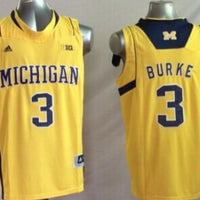 Men's Michigan Wolverines Trey Burke #3 Yellow Team Replica Basketball Jersey
