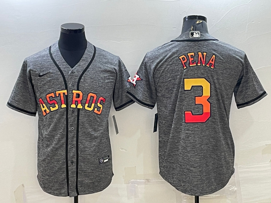 Men's Houston Astros Jeremy Pena #3 Gray Replica Player Jersey1