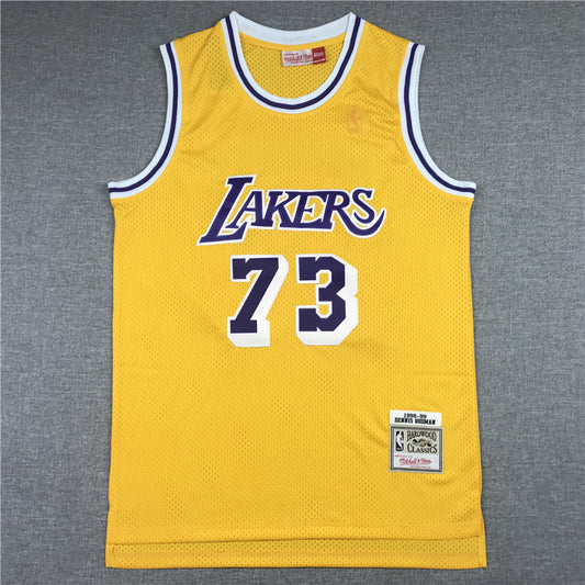 Men's Los Angeles Lakers Dennis Rodman Classics Swingman Jersey1 - Retro Yellow