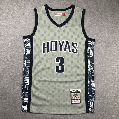 Men's Georgetown Hoyas Allen Iverson #3 NCAA Gray Basketball Jersey