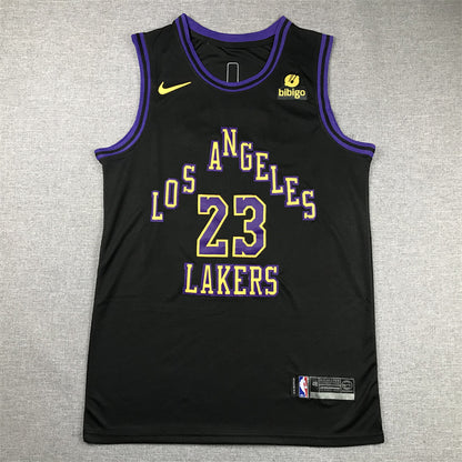 Men's Los Angeles Lakers LeBron James #23 Black 2023/24 Swingman Jersey1 - City Edition