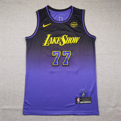 Men's Los Angeles Lakers Luka Doncic #77 Purple 2024/25 Swingman Player Jersey1 - City Edition