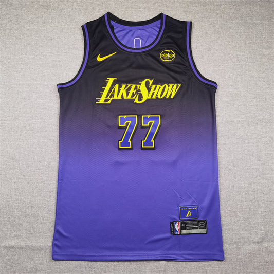 Men's Los Angeles Lakers Luka Doncic #77 Purple 2024/25 Swingman Player Jersey1 - City Edition