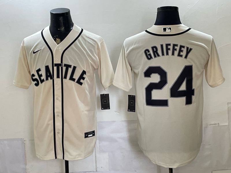 Men's Seattle Mariners Ken Griffey Jr. #24 Cream Alternate Replica Jersey