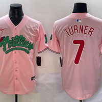 Men's Philadelphia Phillies Trea Turner #7 Pink Replica Player Jersey