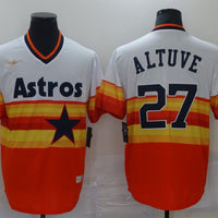 Men's Houston Astros Jose Altuve #27 White/Orange Replica Baseball Jersey1