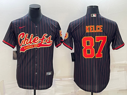 Men's Kansas City Chiefs Travis Kelce #87 Black Game Player Jersey1 Joint Edition