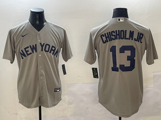 Men's New York Yankees Jazz Chisholm Jr. #13 Gray Away Limited Player Jersey1