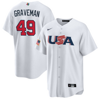 Men's 2023 World Baseball Classic #49 Kendall Graveman USA White Jersey1