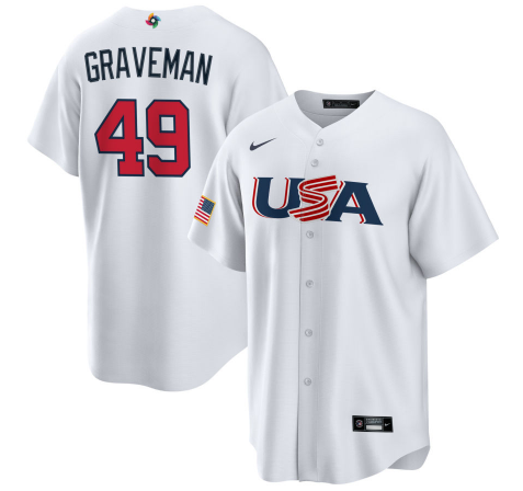 Men's 2023 World Baseball Classic #49 Kendall Graveman USA White Jersey1