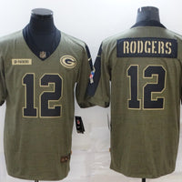 Men's Green Bay Packers Aaron Rodgers #12 Brown Game Player Jersey1