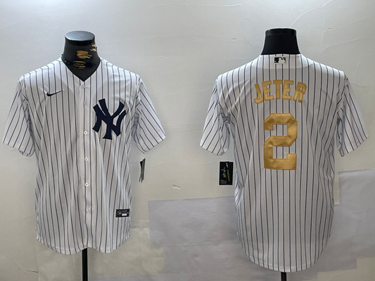 Men's New York Yankees Derek Jeter #2 White Game Jersey1