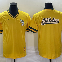 Men's Oakland Athletics Gold Cooperstown Collection Mesh Batting Player Jersey1