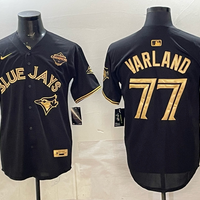 Men's Toronto Blue Jays Louis Varland #77 Black Replica Player Jersey