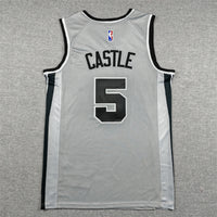 Men's San Antonio Spurs Stephon Castle #5 Silver Swingman Jersey - Statement Edition