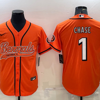 Men's Cincinnati Bengals Ja'Marr Chase #1 Orange Fashion Game Jersey1
