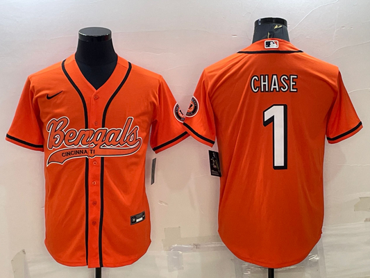 Men's Cincinnati Bengals Ja'Marr Chase #1 Orange Fashion Game Jersey1