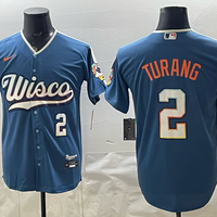 Men's Milwaukee Brewers Brice Turang #2 Mineral Blue 2026 City Connect Stadium Jersey