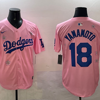 Men's Los Angeles Dodgers Yoshinobu Yamamoto #18 Pink Alternate Replica Player Jersey1