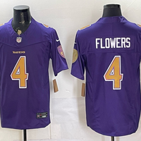 Men's Baltimore Ravens Zay Flowers #4 Purple Alternate Game Jersey