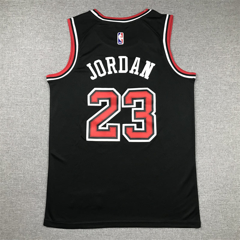 Men's Chicago Bulls Michael Jordan #23 Black Authentic Player Jersey1