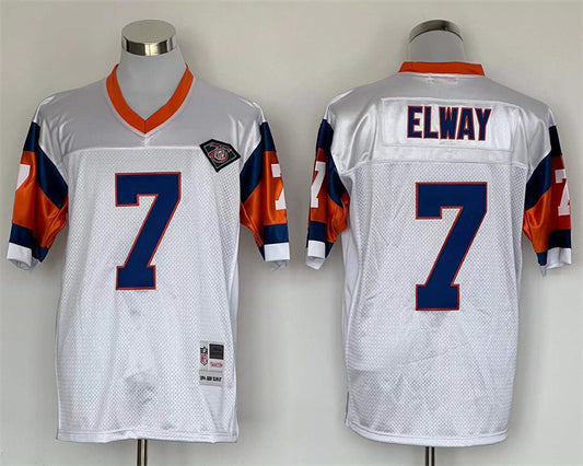 Men's Denver Broncos John Elway Mitchell & Ness White Legacy Replica Jersey1