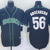 Men's 2023 World Baseball Classic #56 Randy Arozarena Mexico Black Jersey1