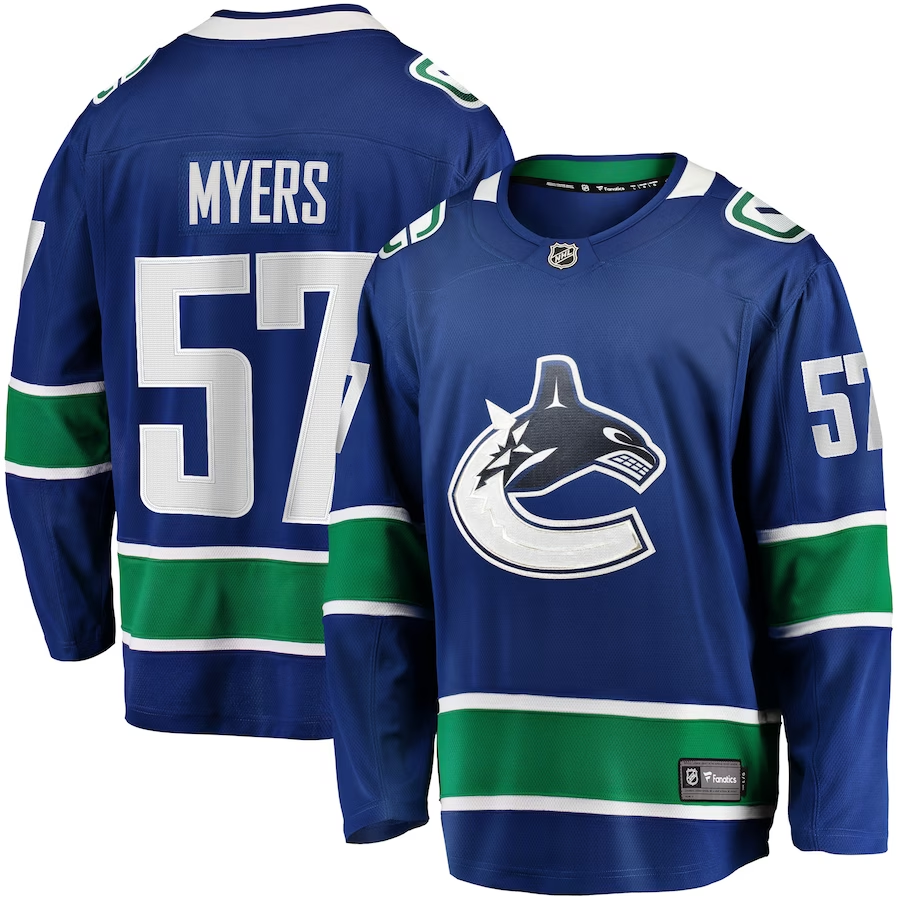 Men's Vancouver Canucks Tyler Myers #57 Blue Home Breakaway Player Jersey1