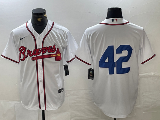 Men's Atlanta Braves #42 White 2024 Jackie Robinson Day Home Limited Jersey1