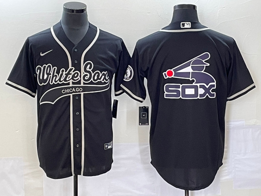 Men's Chicago White Sox Black Replica Player Jersey1 Joint Edition