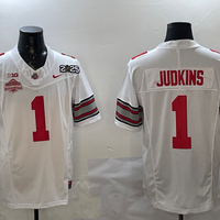 Men's Ohio State Buckeyes Quinshon Judkins #1 White 2025 CFP Final National Champions Patch F.U.S.E. Jersey