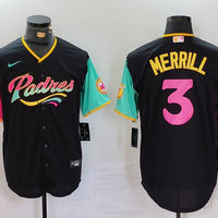 Men's San Diego Padres Jackson Merrill #3 Black City Connect Limited Player Jersey1