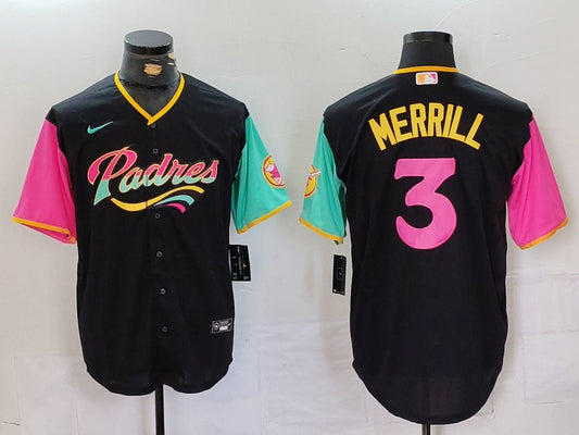 Men's San Diego Padres Jackson Merrill #3 Black City Connect Limited Player Jersey1