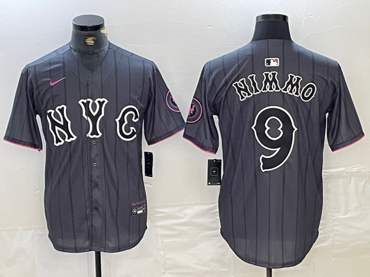 Men's New York Mets Brandon Nimmo #9 Graphite 2024 City Connect Limited Player Jersey1