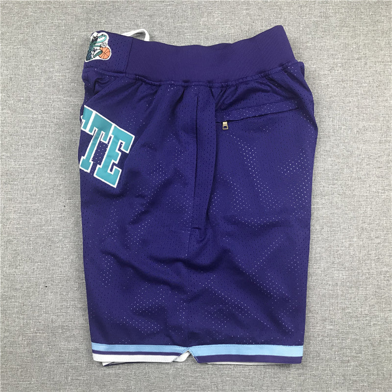 Men's Charlotte Hornets Purple Basketball Retro Shorts11